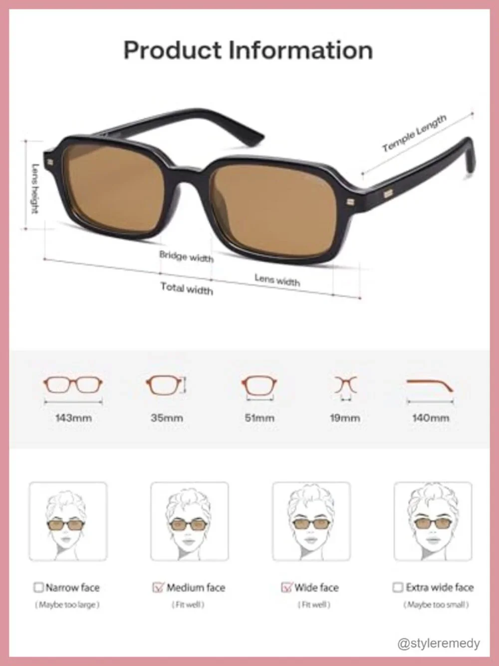 Polarized Rectangular Sunglasses UV400 Protection Thin Frame Unisex